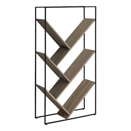 Monarch Specialties Bookshelf, Bookcase, Etagere, 3 Tier, 60"H, Office, Bedroom, Metal, Laminate, Brown, Black I 2201